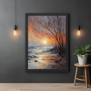 Serene Winter Sunset - Natuur Landschapskunst Poster