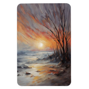 Serene Winter Zonsondergang - Natuur Landschapskun Magneet
