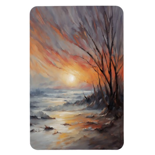 Serene Winter Zonsondergang - Natuur Landschapskun Magneet (Verticaal)