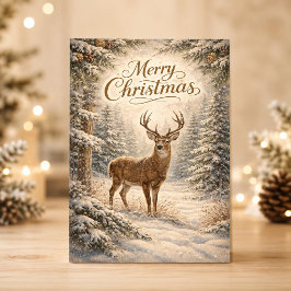 Serene Winterherten Prettig Kerstmis Bos Scene Feestdagen Kaart