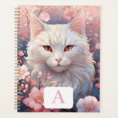 Serene Witte Kat Planner met Monogram (Voorkant)