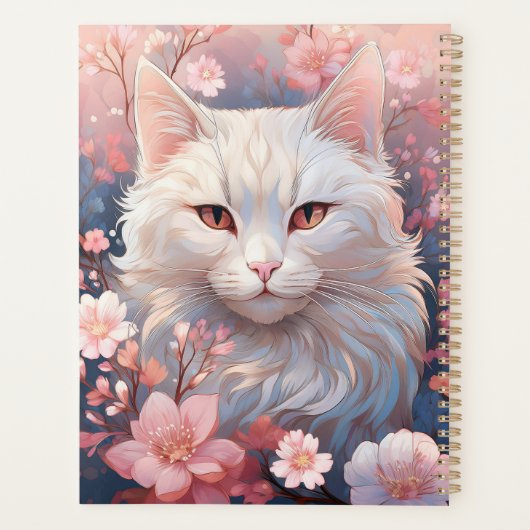 Serene Witte Kat Planner met Monogram (Achterkant)