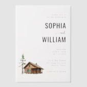 Serene Witte Rustieke Blokhut Vellum Uitnodigingen (Voorkant)