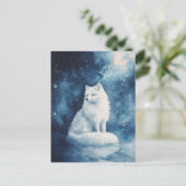 Serene Witte Vos Onder Sterrennachtelijke Middenna Briefkaart (Staand voorkant)