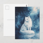 Serene Witte Vos Onder Sterrennachtelijke Middenna Briefkaart (Voorkant / Achterkant)