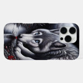 Serene Witte Wolf Scene iPhone Hoesje (Achterkant horizontaal)