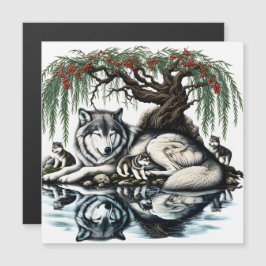 Serene Wolf Familie Oase in Idyllische Natuur