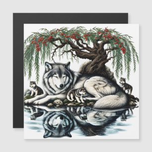 Serene Wolf Familie Oase in Idyllische Natuur