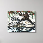 Serene Wolf Familie Oase in Idyllische Natuur 16x1 Canvas Afdruk (Voorkant)