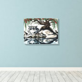 Serene Wolf Familie Oase in Idyllische Natuur 16x1 Canvas Afdruk (Insitu (Houten vloer))