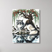 Serene Wolf Familie Oase in Idyllische Natuur 16x2 Canvas Afdruk (Voorkant)