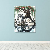 Serene Wolf Familie Oase in Idyllische Natuur 16x2 Canvas Afdruk (Insitu (Houten vloer))