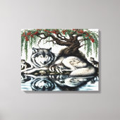 Serene Wolf Familie Oase in Idyllische Natuur 20x1 Canvas Afdruk (Voorkant)