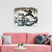 Serene Wolf Familie Oase in Idyllische Natuur 20x1 Canvas Afdruk (Insitu (Woonkamer))