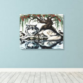 Serene Wolf Familie Oase in Idyllische Natuur 20x1 Canvas Afdruk (Insitu (Houten vloer))
