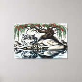 Serene Wolf Familie Oase in Idyllische Natuur 36x2 Canvas Afdruk (Voorkant)