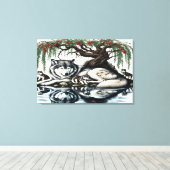 Serene Wolf Familie Oase in Idyllische Natuur 36x2 Canvas Afdruk (Insitu (Houten vloer))