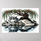 Serene Wolf Familie Oase in Idyllische Natuur 36x2 Poster (Voorkant)
