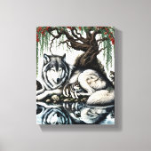 Serene Wolf Familie Oase in Idyllische Natuur 8x10 Canvas Afdruk (Voorkant)