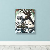 Serene Wolf Familie Oase in Idyllische Natuur 8x10 Canvas Afdruk (Insitu (Houten vloer))