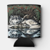 Serene Wolf Familie Oase in Idyllische Natuur Blikjeskoeler (Achterkant)