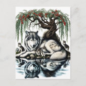 Serene Wolf Familie Oase in Idyllische Natuur Briefkaart (Voorkant)