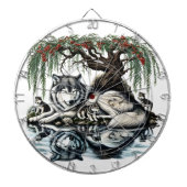 Serene Wolf Familie Oase in Idyllische Natuur Dartbord (Voorkant)