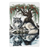 Serene Wolf Familie Oase in Idyllische Natuur Mini Klembord (Achterkant)