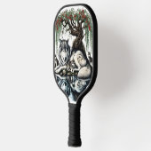 Serene Wolf Familie Oase in Idyllische Natuur Pickleball Paddle (Links)