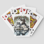 Serene Wolf Familie Oase in Idyllische Natuur Pokerkaarten (Achterkant)