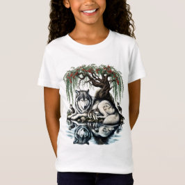 Serene Wolf Familie Oase in Idyllische Natuur T-shirt