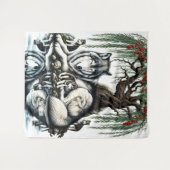 Serene Wolf Familie Oase in Idyllische Natuur Wandkleed (Voorkant (horizontaal))