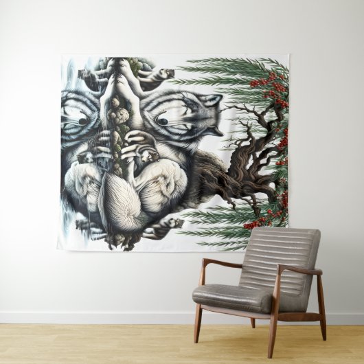 Serene Wolf Familie Oase in Idyllische Natuur Wandkleed (In Situ (horizontaal))