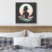 Serene Woman Silhouette in Pastel Waves Canvas Afdruk (Insitu (Slaapkamer))