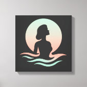 Serene Woman Silhouette in Pastel Waves Canvas Afdruk (Voorkant)