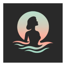 Serene Woman Silhouette in Pastel Waves