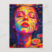 Serene Woman Underwater Rainbow Colors Impasto Briefkaart (Voorkant)