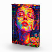 Serene Woman Underwater Rainbow Colors Impasto Fotoblokken (Rechts)