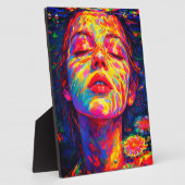 Serene Woman Underwater Rainbow Colors Impasto Fotoplaat (Zijkant)