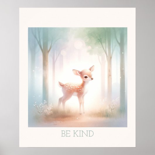 Serene Woodland Fawn - rustige boskwekerij kunst Poster (Voorkant)