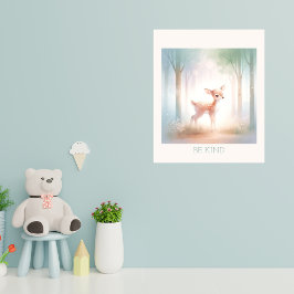 Serene Woodland Fawn - rustige boskwekerij kunst Poster