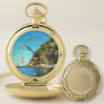 Serene Yelapa 0758 Zakhorloge<br><div class="desc">Schilderij "Serene Yelapa 0758" Collectie Personaliseer op de productpagina of klik op de knop "Aanpassen" voor meer designopties Buitenomhulsel - Goud of Zilver. Ontwerp gemaakt op basis van mijn schilderij "Serene Yelapa 0758", een heuvel in Yelapa, Jalisco, Mexico, net ten zuiden van Puerto Vallarta. Overeenkomende producten zijn beschikbaar in dit...</div>