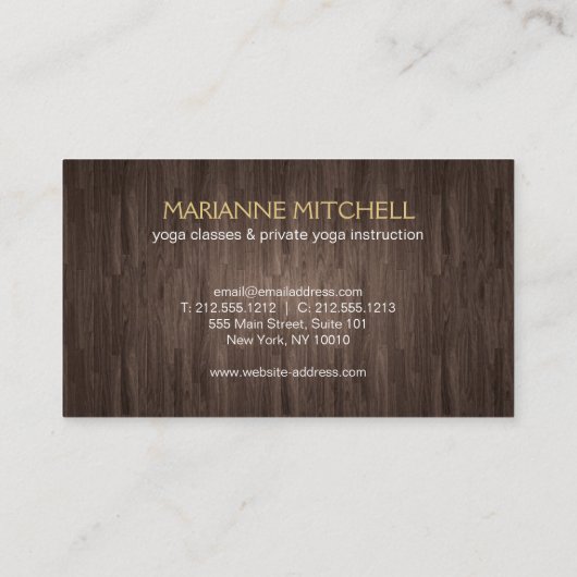 Serene Yoga, Meditatie, Zen Wood Look Visitekaartje (Achterkant)