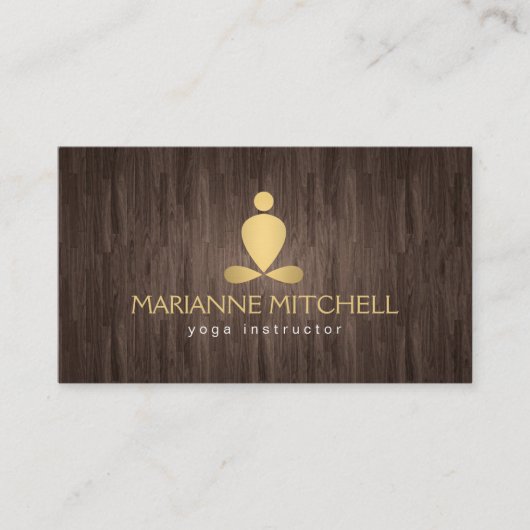 Serene Yoga, Meditatie, Zen Wood Look Visitekaartje (Voorkant)
