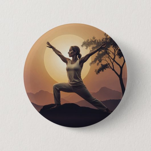 Serene Yoga Pose Outline Button Design (Voorkant)