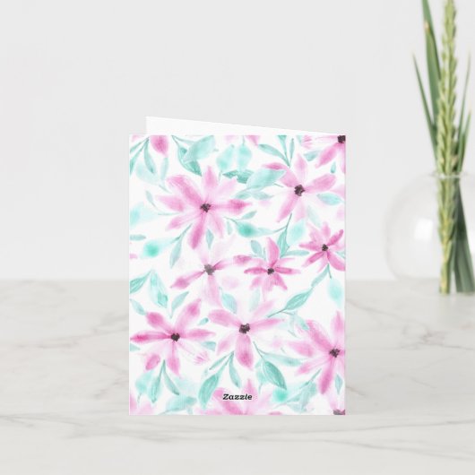 Serene Zachte Roze Waterverf Bloemen Moederdag Kaart (Achterkant)