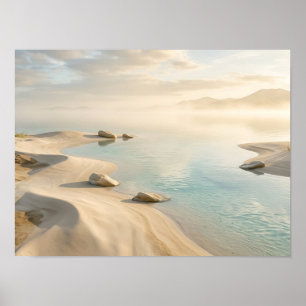 Serene Zand en Water Landschap Natuur Poster