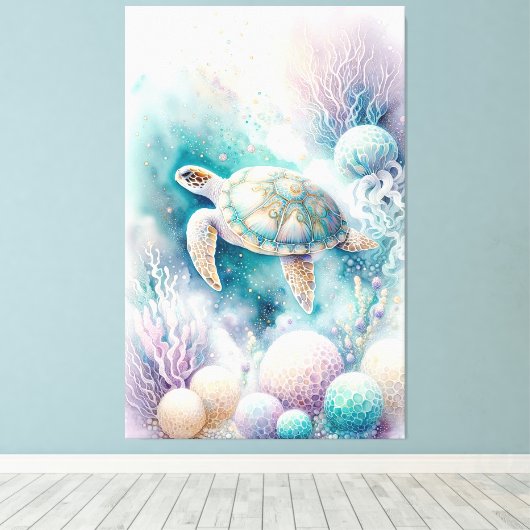 Serene Zee Turtle Decor Canvas Afdruk (Insitu (Houten vloer))