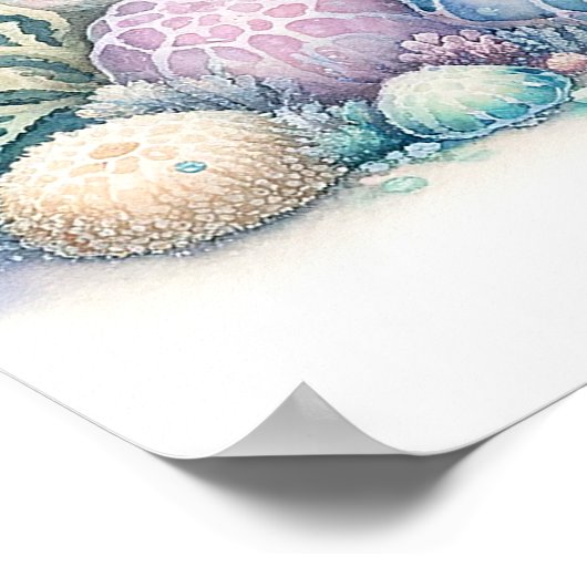 Serene Zee Turtle en Zeemeermin Print (Hoek)