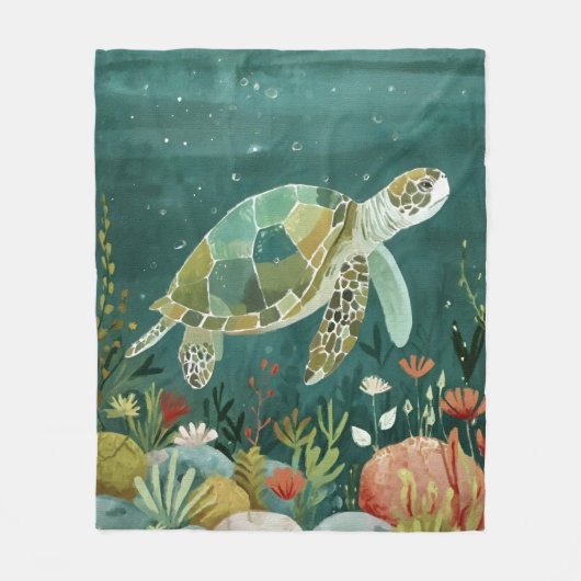 Serene Zeeen schildpad: onderwater oase Fleece Deken (Voorkant)